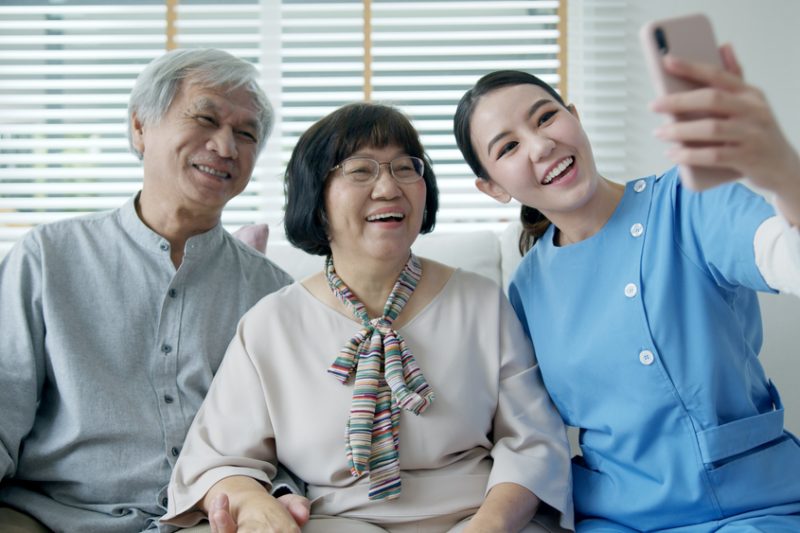 Young,Senior,Asia,Citizen,Couple,And,Assisted,Home,Living,Nurse